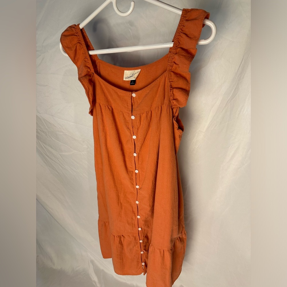 Universal Thread Orange/Rust Ruffle Dress with Pockets